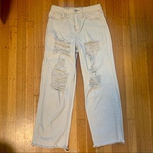 High waisted and cropped, wide-legged jeans